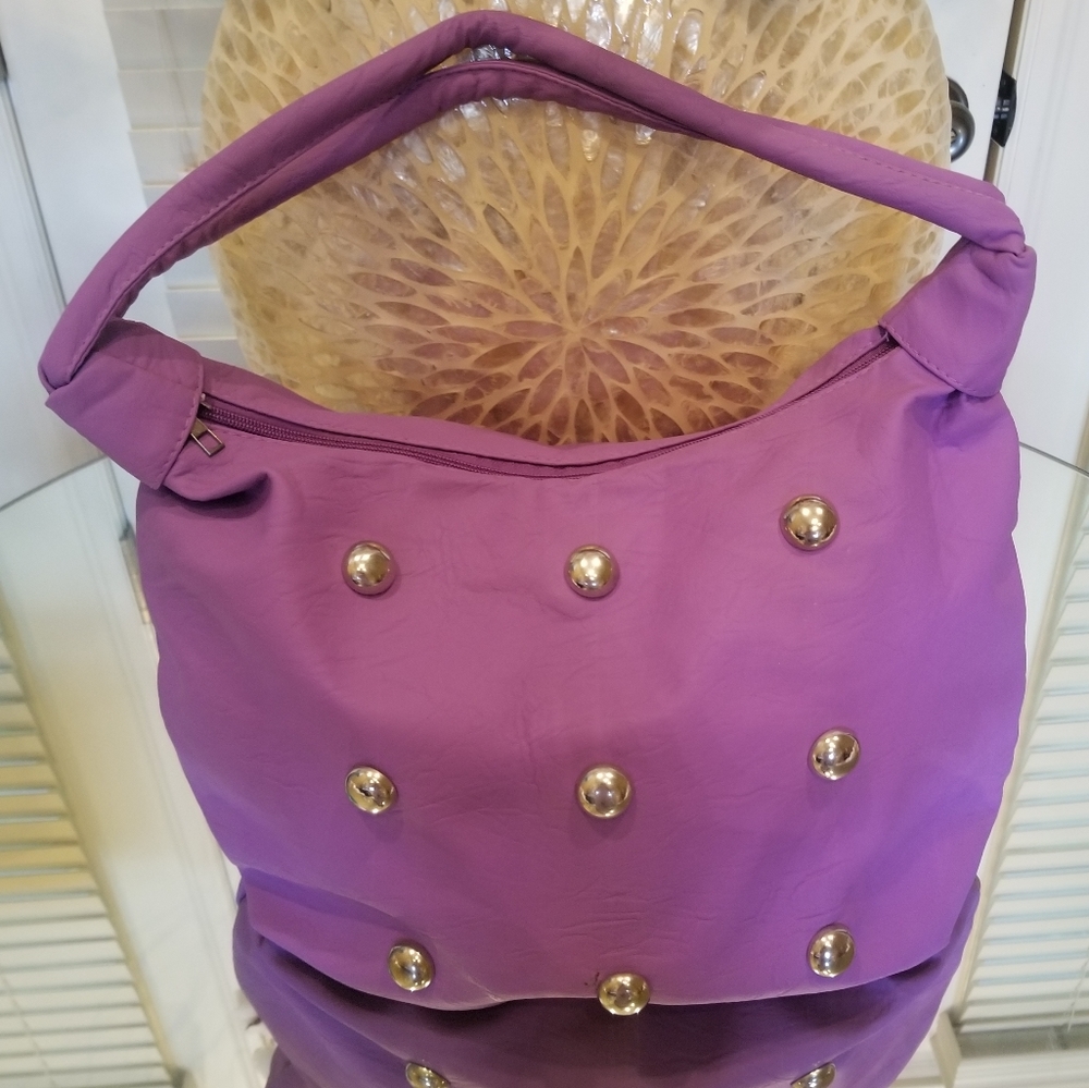 New Purple 90s inspired large studded hobo bag